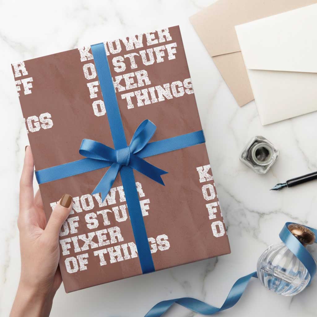 Funny Knower Of Stuff Fixer Of Things Wrapping Paper Roll Mechanic Engineer Garage TS10 Mocha Print Your Wear