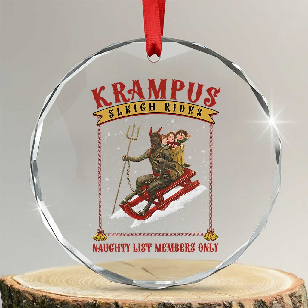 Funny Krampus Sleigh Rides Crystal Glass Ornament Naughty List Members Only TS09 Transparent Glass 3'' Circle Print Your Wear