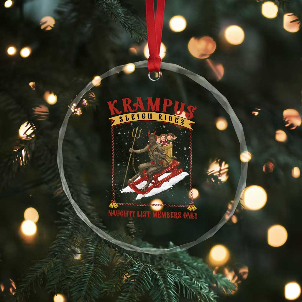 Funny Krampus Sleigh Rides Crystal Glass Ornament Naughty List Members Only TS09 Print Your Wear