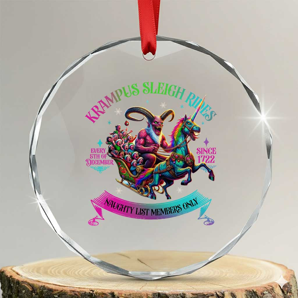 Funny Krampus Sleigh Rides Crystal Glass Ornament Naughty List Members Only Since 1722 TS09 Print Your Wear