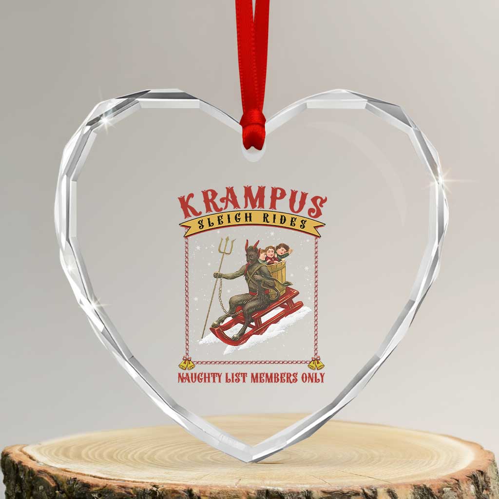 Funny Krampus Sleigh Rides Heart Crystal Glass Ornament Naughty List Members Only TS09 Transparent Glass 3'' Heart Print Your Wear