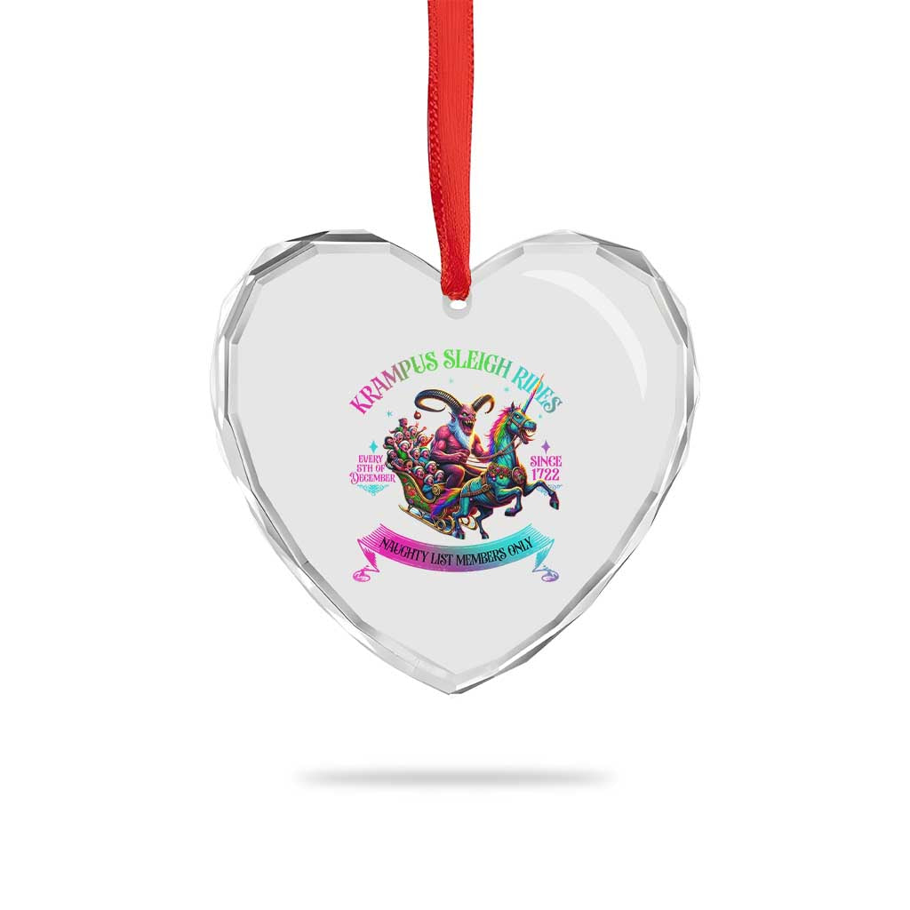 Funny Krampus Sleigh Rides Heart Crystal Glass Ornament Naughty List Members Only Since 1722 TS09 Print Your Wear