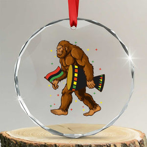 Funny Kwanzaa Bigfoot Lover Crystal Glass Ornament African American Holiday Gift TS12 Transparent Glass 3'' Circle Print Your Wear