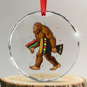Funny Kwanzaa Bigfoot Lover Crystal Glass Ornament African American Holiday Gift - Print Your Wear