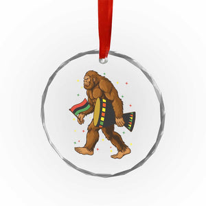 Funny Kwanzaa Bigfoot Lover Crystal Glass Ornament African American Holiday Gift - Print Your Wear