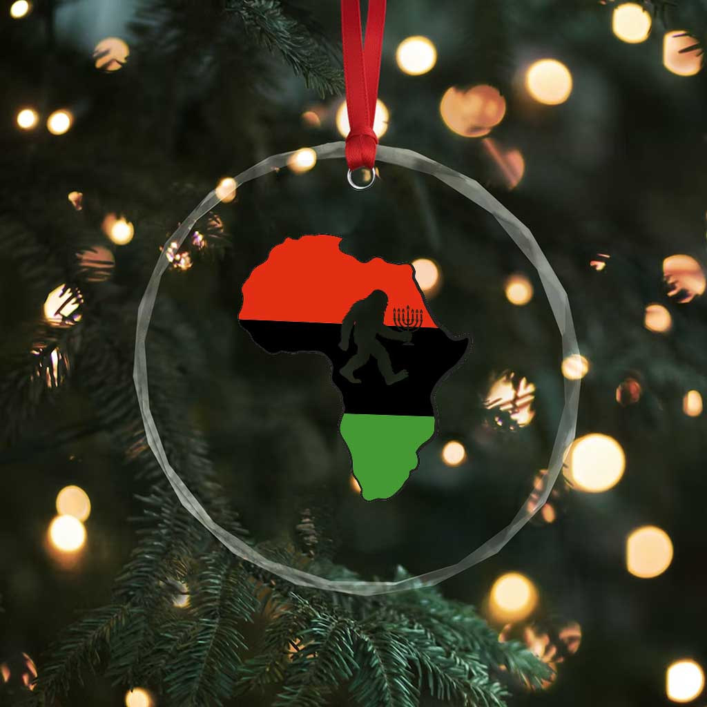 Funny Kwanzaa Bigfoot Lover Crystal Glass Ornament Festival Of Lights African Heritage Gift TS12 Print Your Wear
