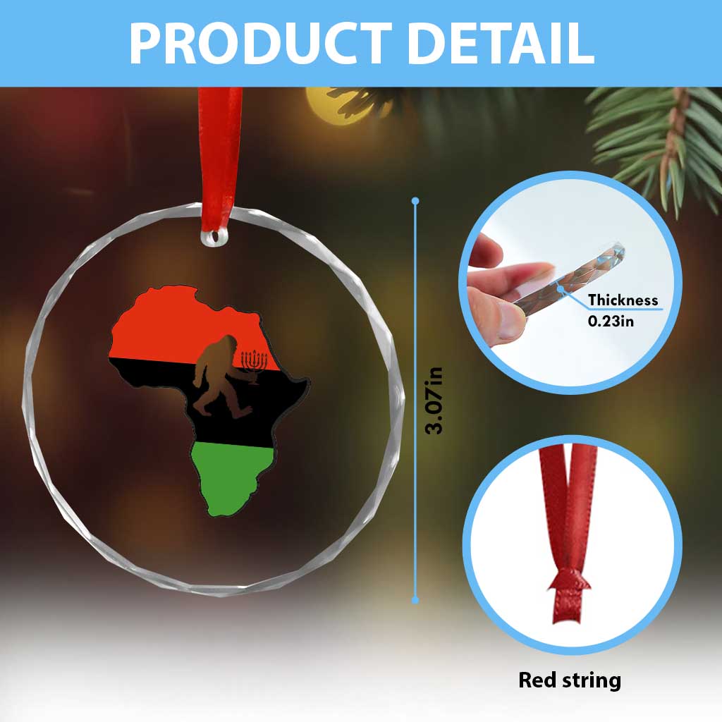 Funny Kwanzaa Bigfoot Lover Crystal Glass Ornament Festival Of Lights African Heritage Gift TS12 Print Your Wear