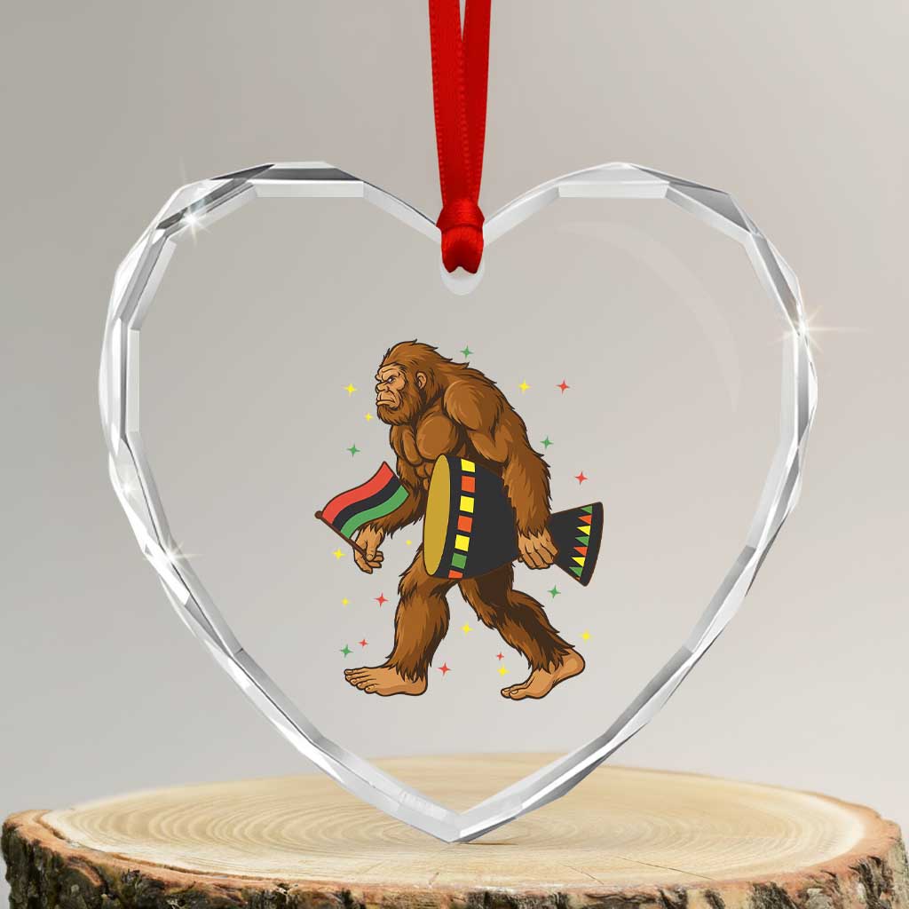 Funny Kwanzaa Bigfoot Lover Heart Crystal Glass Ornament African American Holiday Gift TS12 Transparent Glass 3'' Heart Print Your Wear