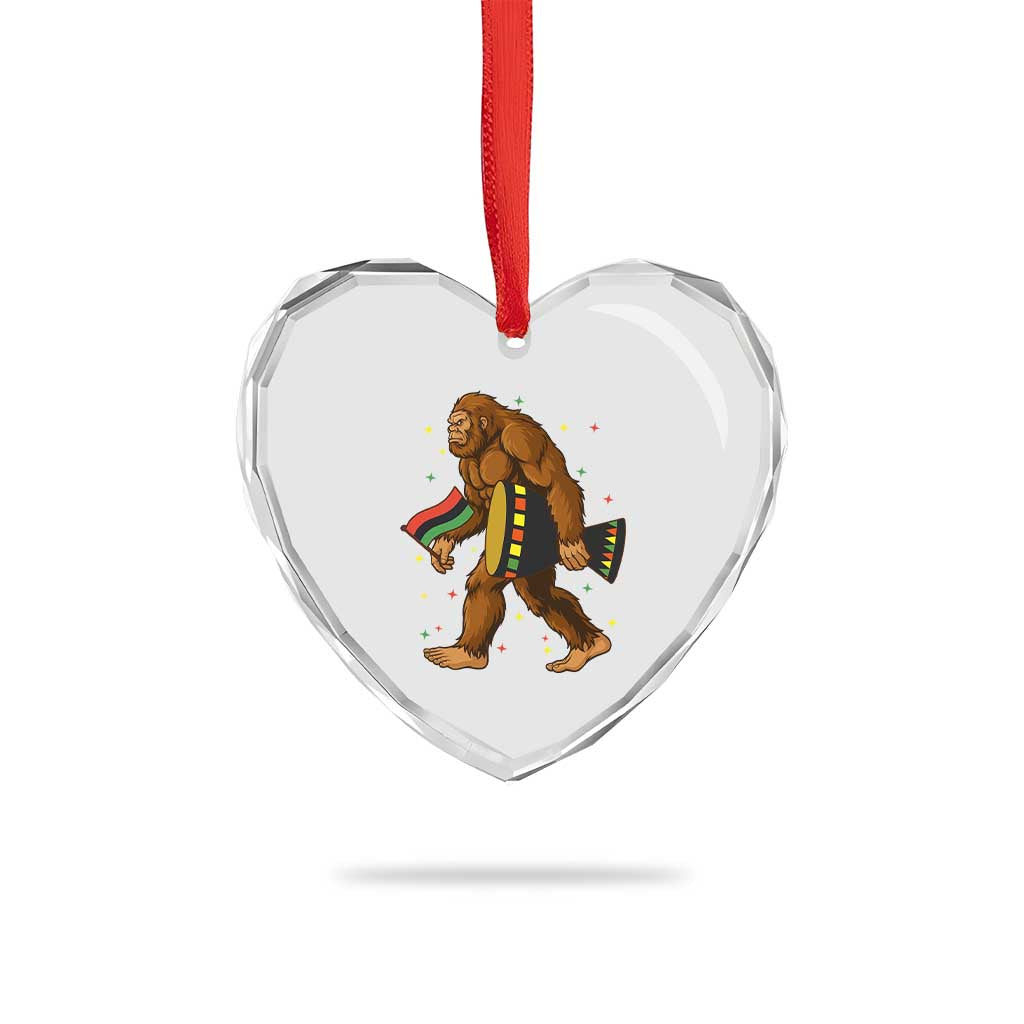 Funny Kwanzaa Bigfoot Lover Heart Crystal Glass Ornament African American Holiday Gift TS12 Print Your Wear