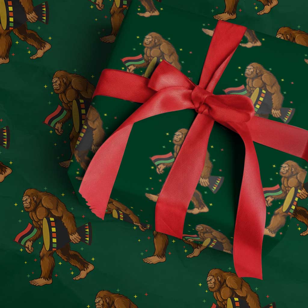 Funny Kwanzaa Bigfoot Lover Wrapping Paper Roll African American Holiday Gift TS12 Green Print Your Wear