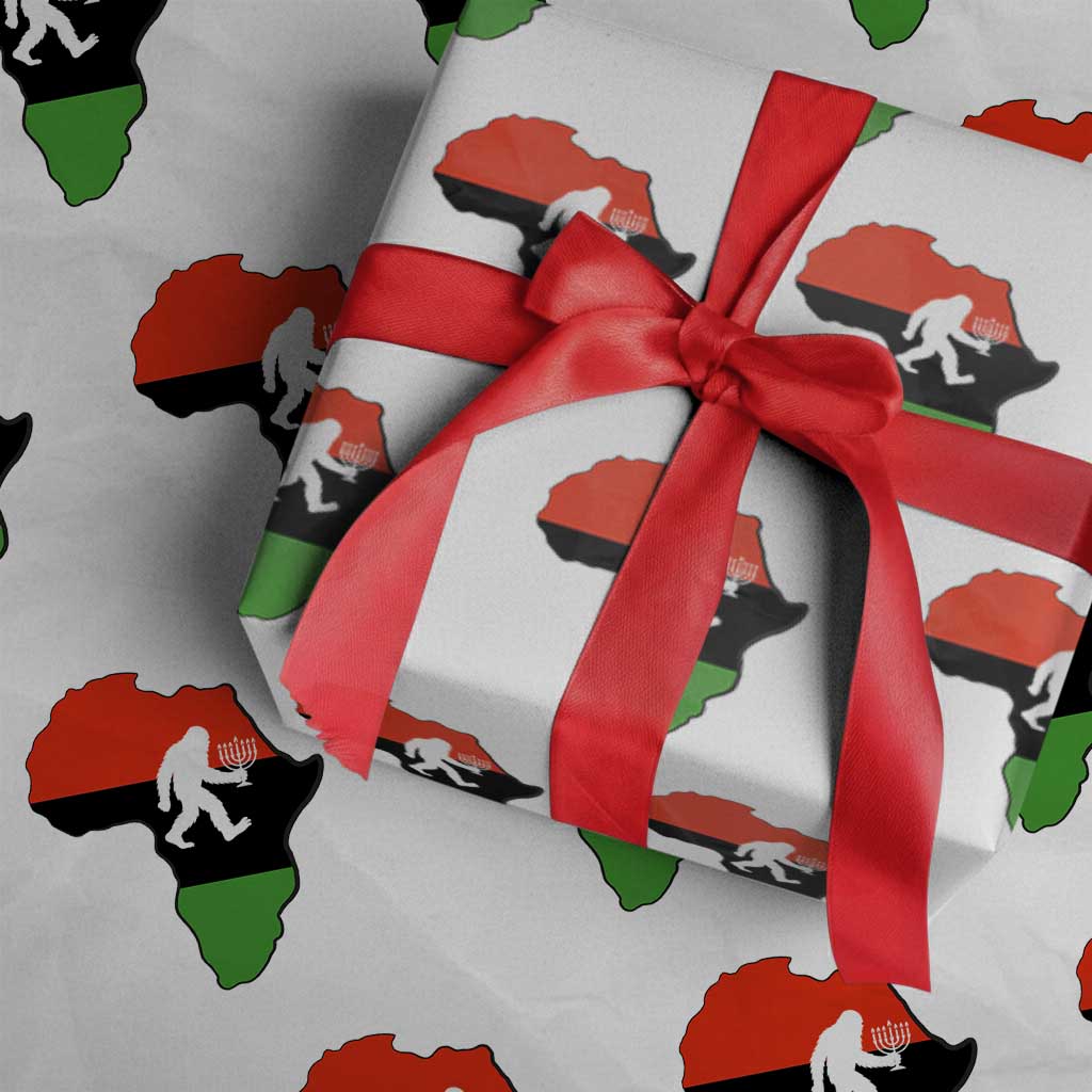 Funny Kwanzaa Bigfoot Lover Wrapping Paper Roll Festival Of Lights African Heritage Gift TS12 White Print Your Wear