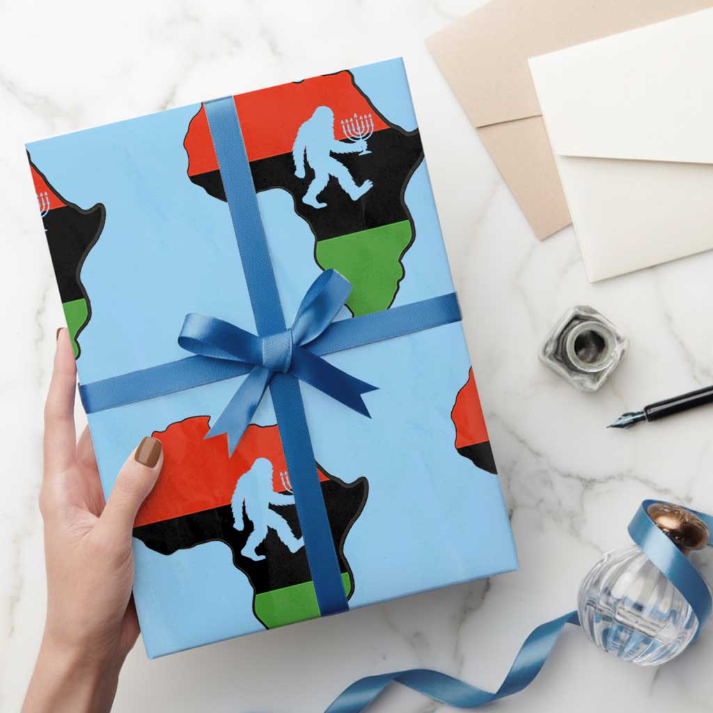 Funny Kwanzaa Bigfoot Lover Wrapping Paper Roll Festival Of Lights African Heritage Gift - Print Your Wear