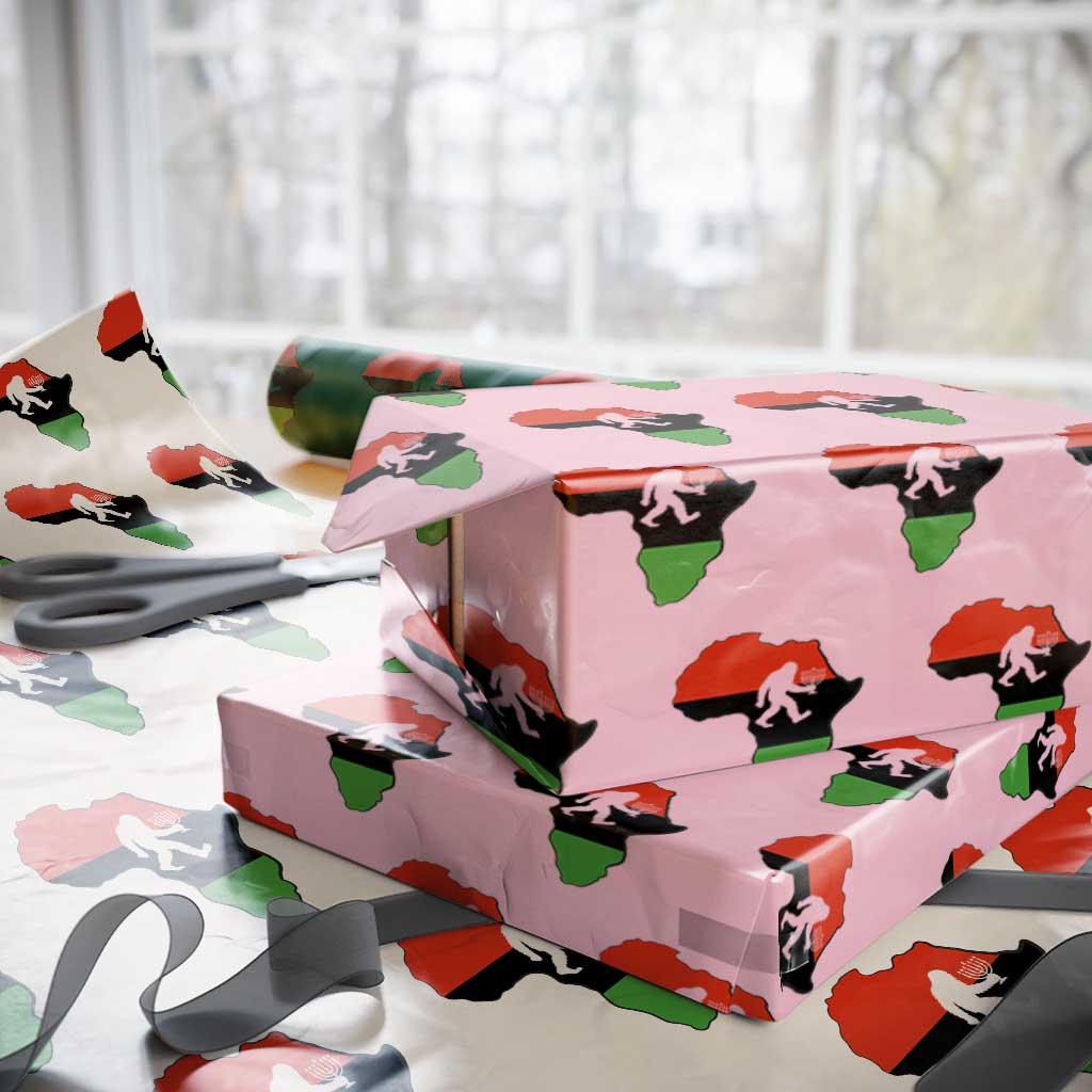 Funny Kwanzaa Bigfoot Lover Wrapping Paper Roll Festival Of Lights African Heritage Gift - Print Your Wear