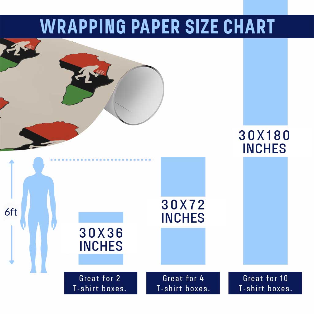 Funny Kwanzaa Bigfoot Lover Wrapping Paper Roll Festival Of Lights African Heritage Gift - Print Your Wear