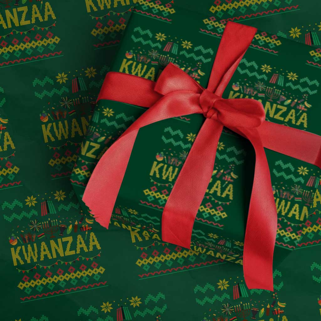 Funny Kwanzaa Celebration Ugly Sweater Wrapping Paper Roll African Heritage Holiday Gift TS12 Green Print Your Wear