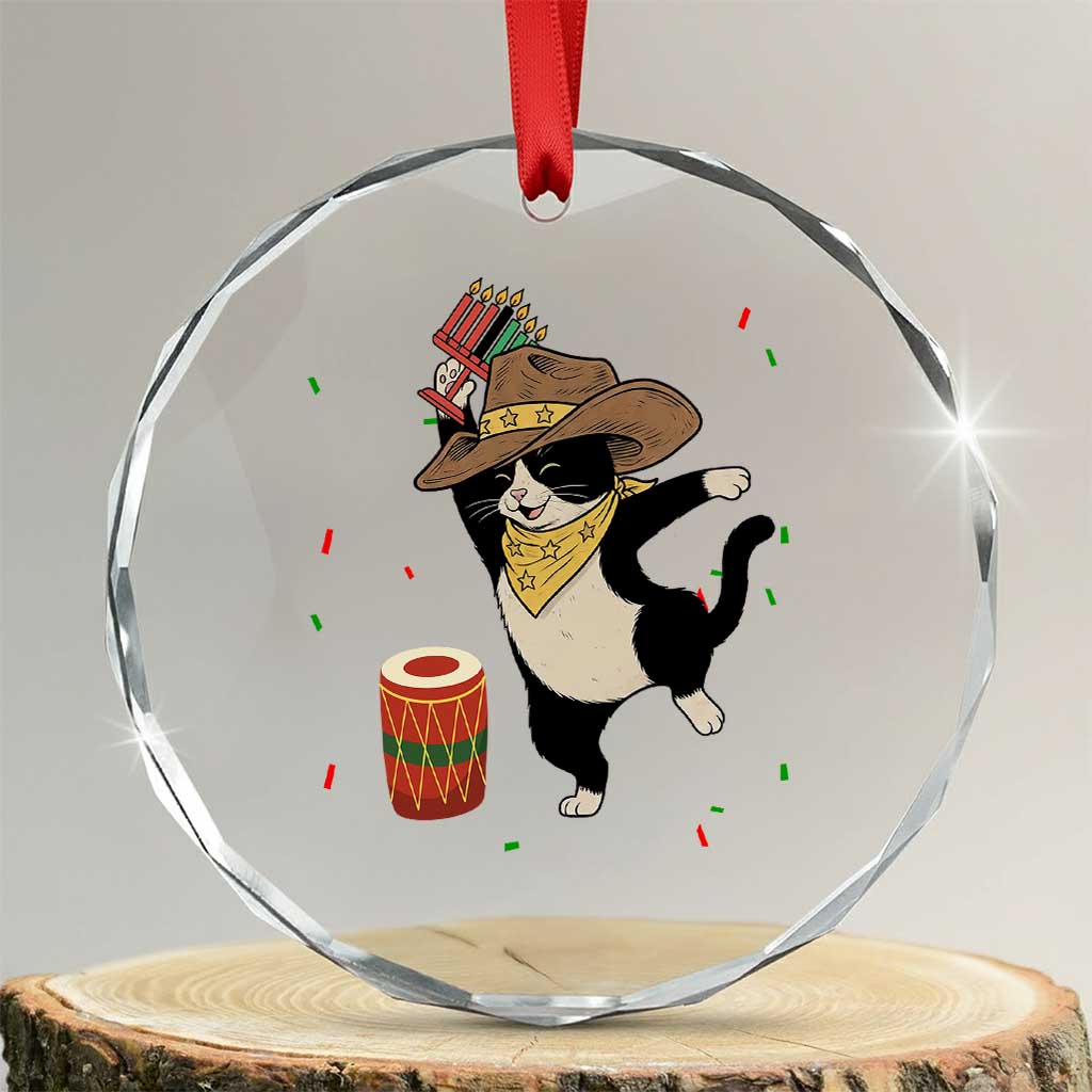 Funny Kwanzaa Cowcat Dance Crystal Glass Ornament Festival Of Lights African Heritage Gift - Print Your Wear
