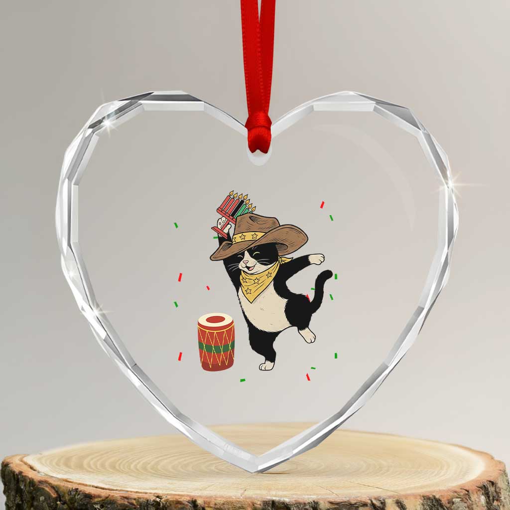 Funny Kwanzaa Cowcat Dance Heart Crystal Glass Ornament Festival Of Lights African Heritage Gift TS12 Transparent Glass 3'' Heart Print Your Wear