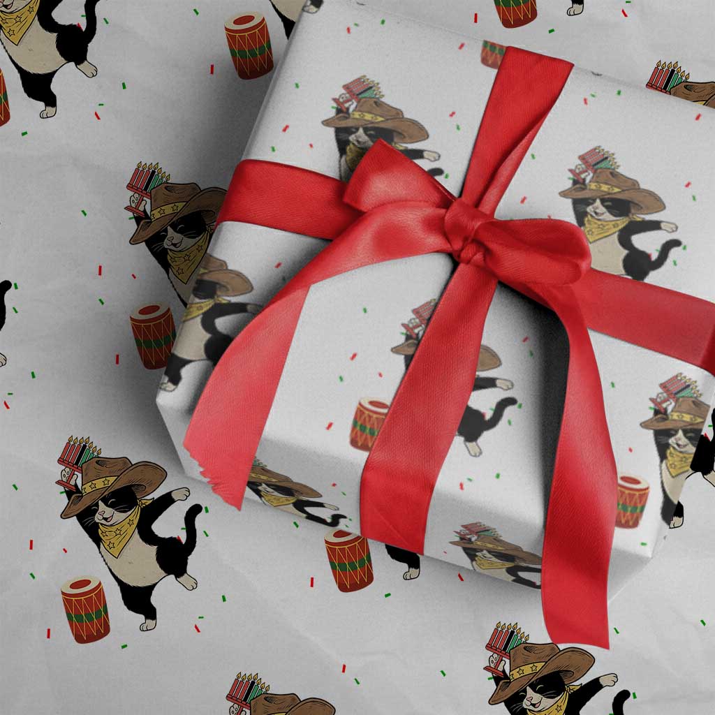 Funny Kwanzaa Cowcat Dance Wrapping Paper Roll Festival Of Lights African Heritage Gift - Print Your Wear