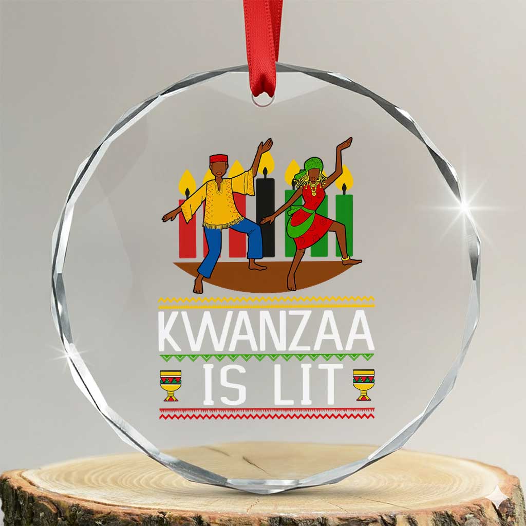 Funny Kwanzaa Is Lit Crystal Glass Ornament Festival Of Lights African Heritage Gift TS12 Transparent Glass 3'' Circle Print Your Wear