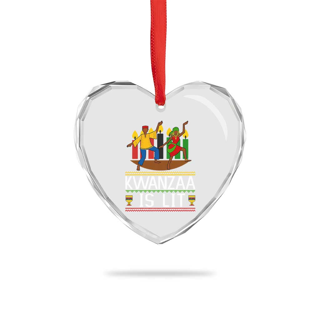 Funny Kwanzaa Is Lit Heart Crystal Glass Ornament Festival Of Lights African Heritage Gift TS12 Print Your Wear