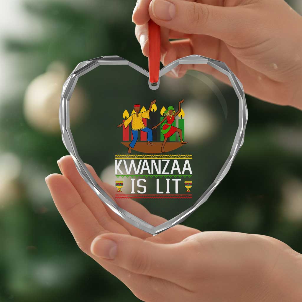 Funny Kwanzaa Is Lit Heart Crystal Glass Ornament Festival Of Lights African Heritage Gift TS12 Print Your Wear