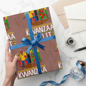 Funny Kwanzaa Is Lit Wrapping Paper Roll Festival Of Lights African Heritage Gift TS12 Mocha Print Your Wear