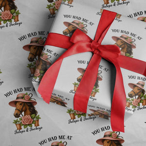Funny Ky Derby Horse Racing Wrapping Paper Roll You Had Me At Juleps and Jockeys TS02 White Print Your Wear