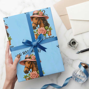 Funny Ky Derby Horse Racing Wrapping Paper Roll You Had Me At Juleps and Jockeys TS02 Light Blue Print Your Wear