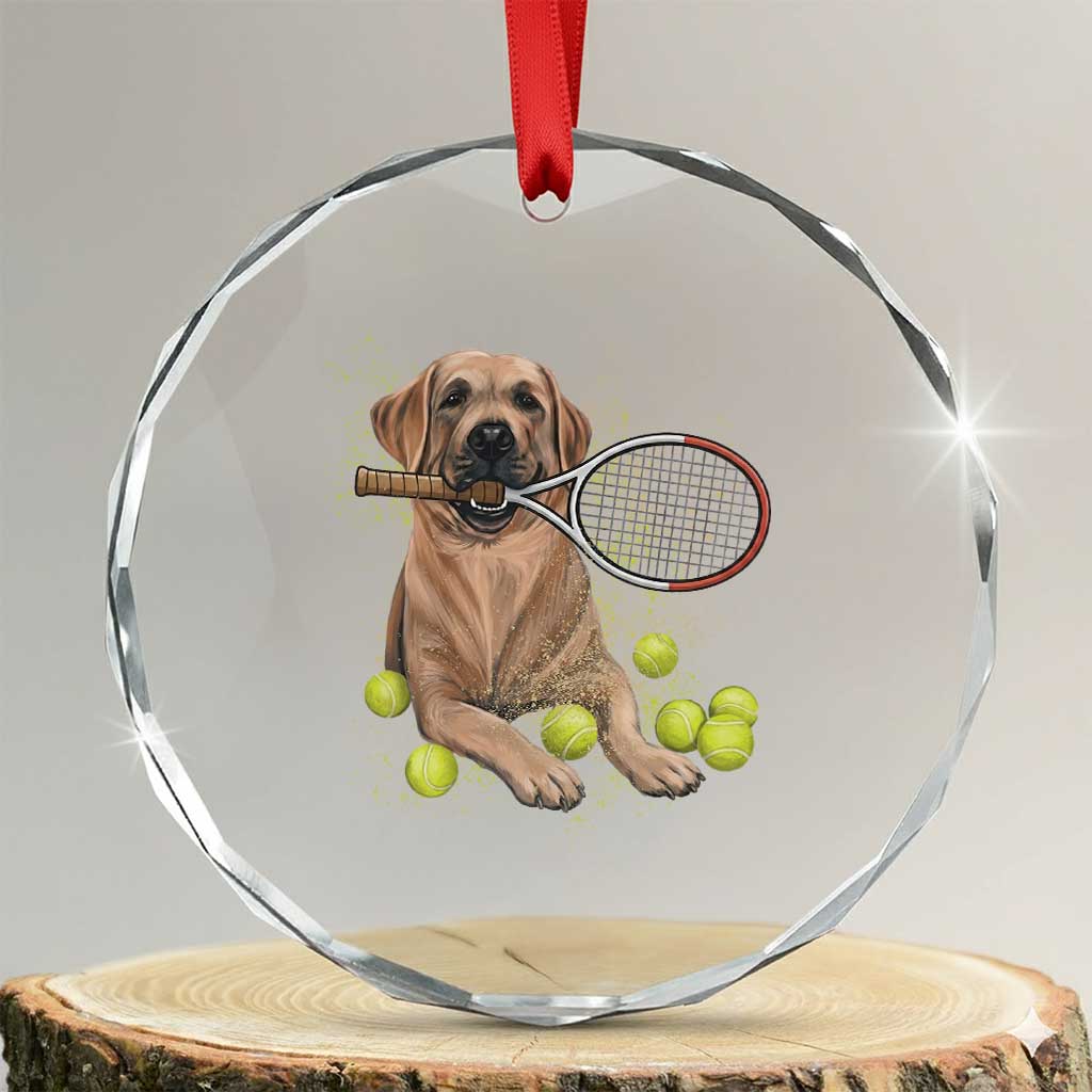 Funny Labrador Dog Playing Tennis Ball Crystal Glass Ornament Pet Lover Gift TS12 Transparent Glass 3'' Circle Print Your Wear