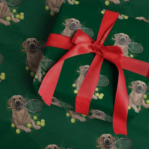Funny Labrador Dog Playing Tennis Ball Wrapping Paper Roll Pet Lover Gift TS12 Green Print Your Wear