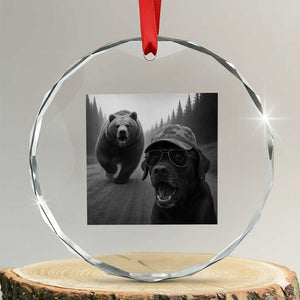 Funny Labrador Selfie With Bear Crystal Glass Ornament Dog Lover Gift TS12 Transparent Glass 3'' Circle Print Your Wear