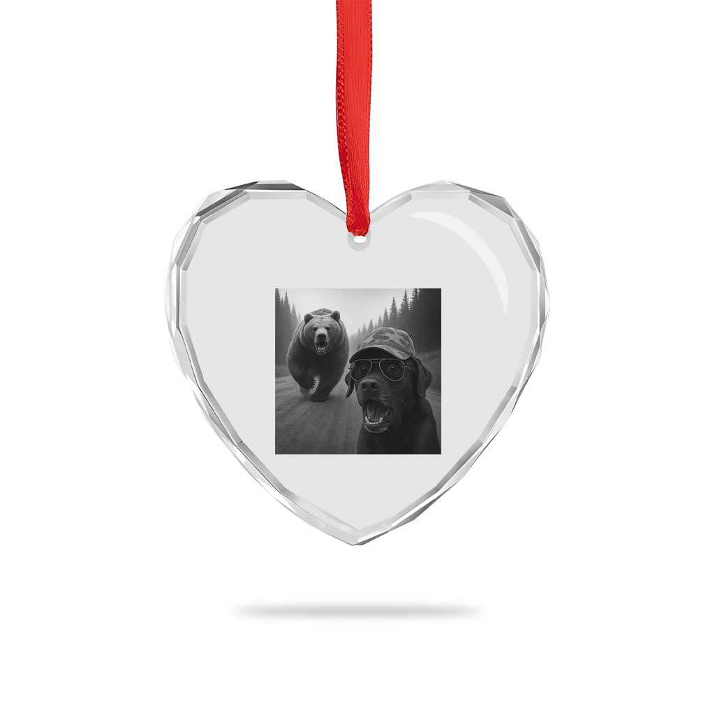Funny Labrador Selfie With Bear Heart Crystal Glass Ornament Dog Lover Gift TS12 Print Your Wear
