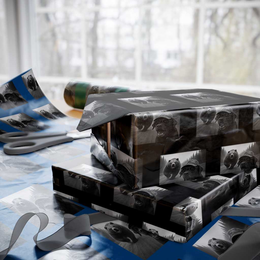 Funny Labrador Selfie With Bear Wrapping Paper Roll Dog Lover Gift TS12 Black Print Your Wear