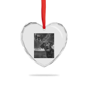 Funny Labrador Selfie With Mothman Heart Crystal Glass Ornament Cryptid Gift TS12 Print Your Wear