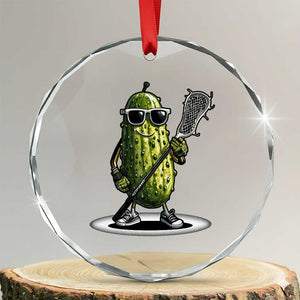 Funny Lacrosse Crystal Glass Ornament Pickle Playing Lax Lover Player TS10 Transparent Glass 3'' Circle Print Your Wear
