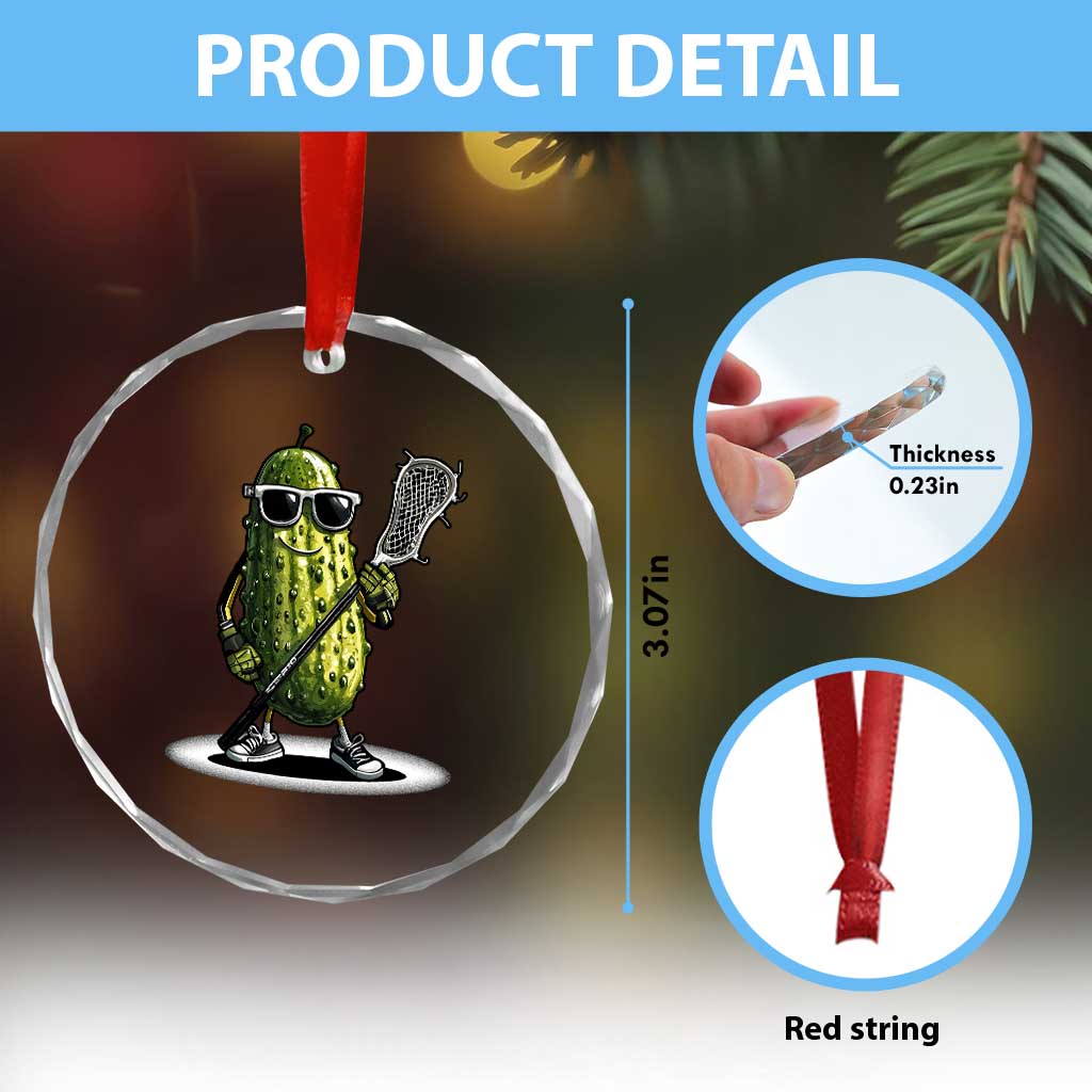 Funny Lacrosse Crystal Glass Ornament Pickle Playing Lax Lover Player TS10 Print Your Wear