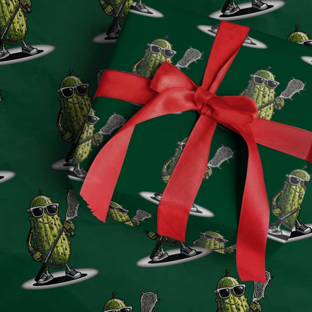 Funny Lacrosse Wrapping Paper Roll Pickle Playing Lax Lover Player TS10 Green Print Your Wear