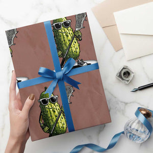 Funny Lacrosse Wrapping Paper Roll Pickle Playing Lax Lover Player TS10 Mocha Print Your Wear