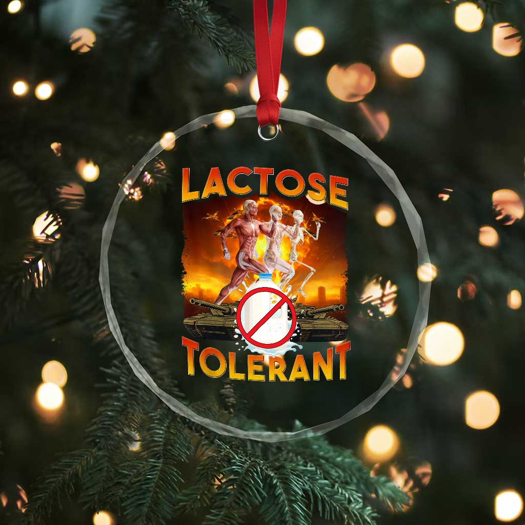 Funny Lactose Tolerant Crystal Glass Ornament Ironic Sarcastic Funny Humor Cringe Meme TS11 Print Your Wear