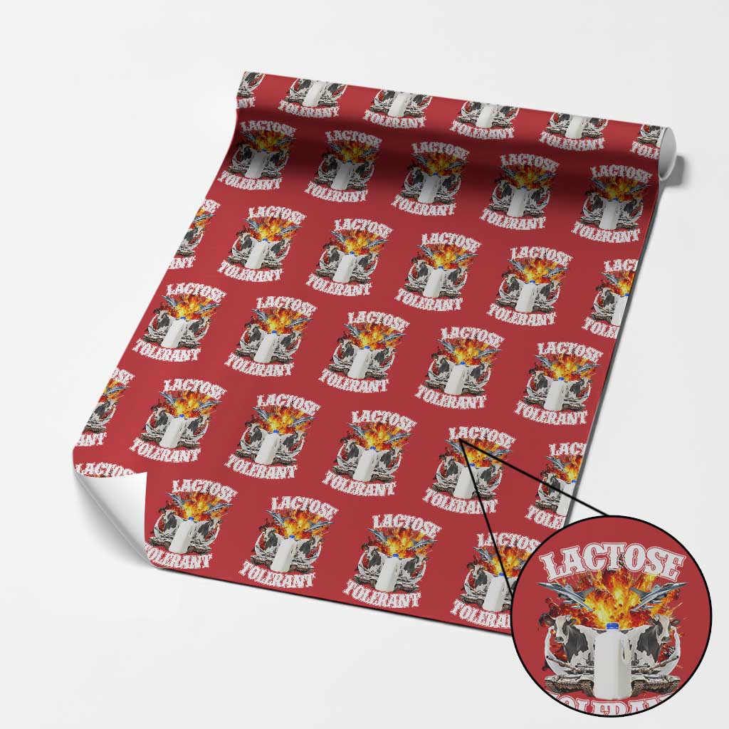 Funny Lactose Tolerant Wrapping Paper Roll Retro Pro-Dairy Ironic Cringe Meme TS02 Red Print Your Wear