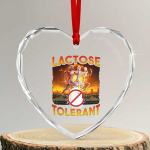 Funny Lactose Tolerant Heart Crystal Glass Ornament Ironic Sarcastic Funny Humor Cringe Meme TS11 Transparent Glass 3'' Heart Print Your Wear