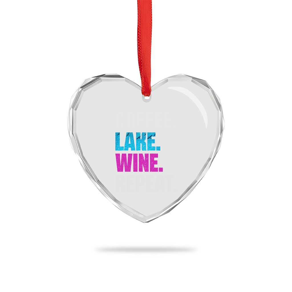 Funny Lake Life Heart Crystal Glass Ornament Coffee Lake Wine Repeat TS10 Print Your Wear