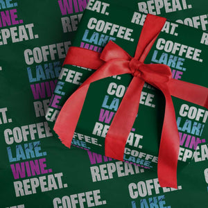 Funny Lake Life Wrapping Paper Roll Coffee Lake Wine Repeat TS10 Green Print Your Wear