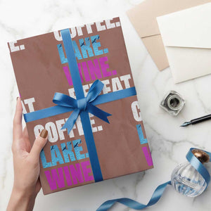 Funny Lake Life Wrapping Paper Roll Coffee Lake Wine Repeat TS10 Mocha Print Your Wear