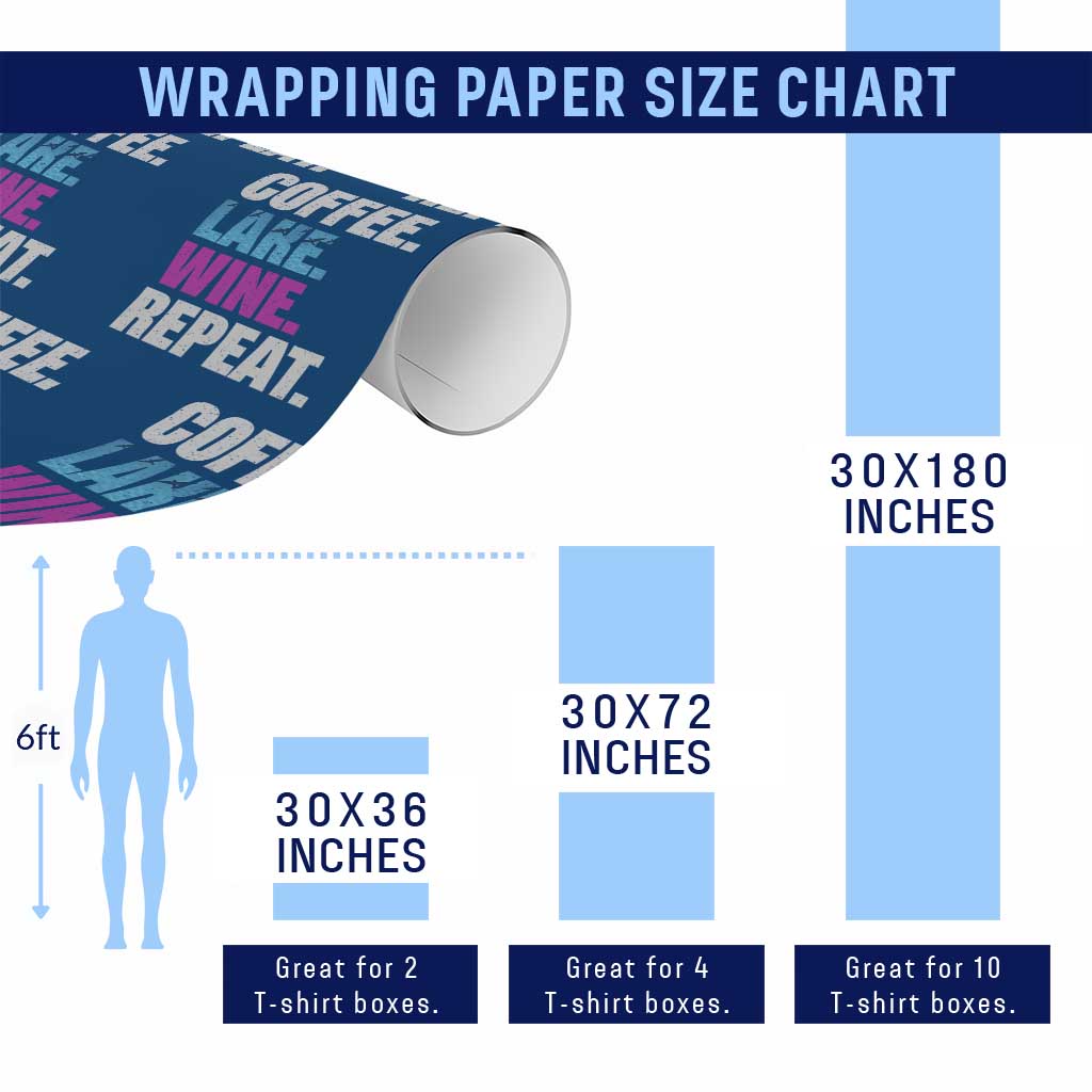 Funny Lake Life Wrapping Paper Roll Coffee Lake Wine Repeat TS10 Print Your Wear