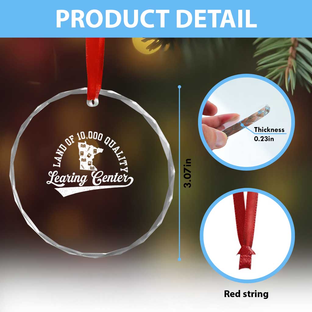 Funny Land Of 10000 Learing Center 2025 Crystal Glass Ornament Anti Scam Awareness School Quote TS11 Print Your Wear