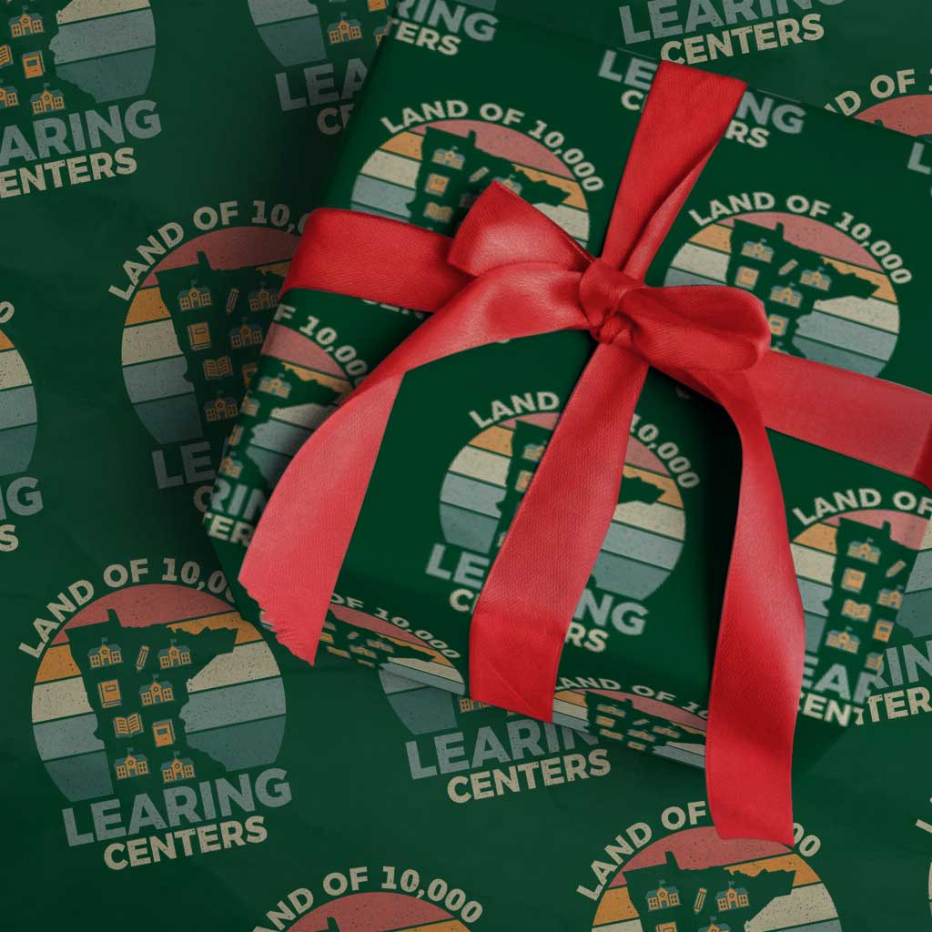 Funny Land Of 10000 Learing Center Wrapping Paper Roll Anti Scam Awareness TS11 Green Print Your Wear