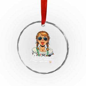 Funny Lausmadl Oktoberfest Crystal Glass Ornament Bavarian Girl with Braids Sunnies and Sass TS02 Transparent Glass 3'' Circle Print Your Wear