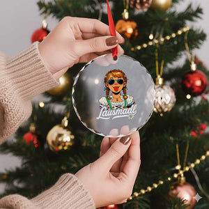 Funny Lausmadl Oktoberfest Crystal Glass Ornament Bavarian Girl with Braids Sunnies and Sass TS02 Print Your Wear