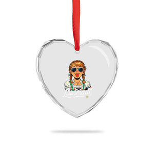 Funny Lausmadl Oktoberfest Heart Crystal Glass Ornament Bavarian Girl with Braids Sunnies and Sass TS02 Print Your Wear